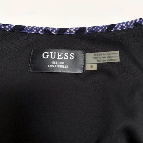 New GUESS Penelope Faux Wrap Zipper Black Purple Dress | 6 - Picture 5 of 6